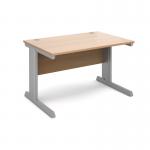 Vivo straight desk 1200mm x 800mm - silver frame, beech top V12-S-B