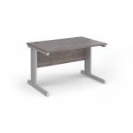 Vivo straight desk 1200mm x 800mm - silver frame, Grey Oak top V12-S-GO