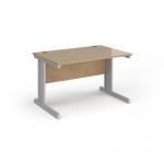 Vivo straight desk 1200mm x 800mm - silver frame, Kendal Oak top V12-S-KO