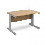 Vivo straight desk 1200mm x 800mm - silver frame, oak top V12-S-O