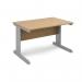 Vivo straight desk 1200mm x 800mm - silver frame, oak top V12-S-O