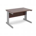 Vivo straight desk 1200mm x 800mm - silver frame and walnut top