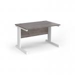 Vivo straight desk 1200mm x 800mm - white frame, Grey Oak top V12-WH-GO