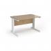 Vivo straight desk 1200mm x 800mm - white frame, Kendal Oak top V12-WH-KO