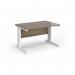 Vivo straight desk 1200mm x 800mm - white frame, Nebraska Oak top V12-WH-NO