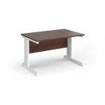 Vivo straight desk 1200mm x 800mm - white frame, walnut top V12-WH-W