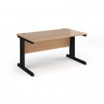 Vivo straight desk 1400mm x 800mm - black frame, beech top V14-K-B