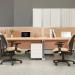 Vivo straight desk 1400mm x 800mm - black frame, Grey Oak top V14-K-GO