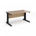 Vivo straight desk 1400mm x 800mm - black frame, Kendal Oak top V14-K-KO
