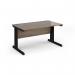 Vivo straight desk 1400mm x 800mm - black frame, Nebraska Oak top V14-K-NO