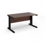 Vivo straight desk 1400mm x 800mm - black frame, walnut top V14-K-W