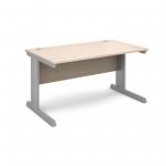 Vivo straight desk 1400mm x 800mm - silver frame and maple top