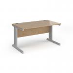 Vivo straight desk 1400mm x 800mm - silver frame, Kendal Oak top V14-S-KO