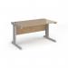 Vivo straight desk 1400mm x 800mm - silver frame, Kendal Oak top V14-S-KO