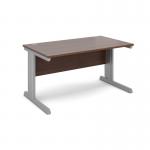 Vivo straight desk 1400mm x 800mm - silver frame, walnut top V14-S-W