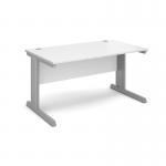 Vivo straight desk 1400mm x 800mm - silver frame, white top V14-S-WH