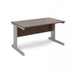Vivo straight desk 1400mm x 800mm - silver frame, walnut top V14W