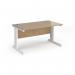 Vivo straight desk 1400mm x 800mm - white frame, Kendal Oak top V14-WH-KO