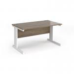 Vivo straight desk 1400mm x 800mm - white frame, Nebraska Oak top V14-WH-NO