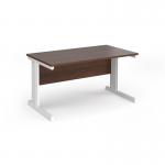 Vivo straight desk 1400mm x 800mm - white frame, walnut top V14-WH-W