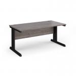 Vivo straight desk 1600mm x 800mm - black frame, Grey Oak top V16-K-GO