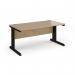 Vivo straight desk 1600mm x 800mm - black frame, Kendal Oak top V16-K-KO