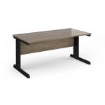 Vivo straight desk 1600mm x 800mm - black frame, Nebraska Oak top V16-K-NO