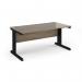 Vivo straight desk 1600mm x 800mm - black frame, Nebraska Oak top V16-K-NO