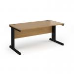 Vivo straight desk 1600mm x 800mm - black frame, oak top V16-K-O