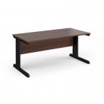 Vivo straight desk 1600mm x 800mm - black frame, walnut top V16-K-W