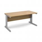 Vivo straight desk 1600mm x 800mm - silver frame, oak top V16O