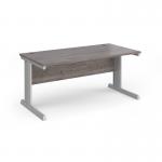 Vivo straight desk 1600mm x 800mm - silver frame, Grey Oak top V16-S-GO