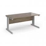 Vivo straight desk 1600mm x 800mm - silver frame, Nebraska Oak top V16-S-NO