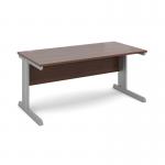 Vivo straight desk 1600mm x 800mm - silver frame, walnut top V16-S-W