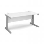 Vivo straight desk 1600mm x 800mm - silver frame, white top V16-S-WH