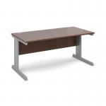 Vivo straight desk 1600mm x 800mm - silver frame and walnut top