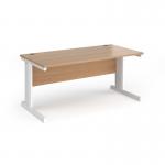 Vivo straight desk 1600mm x 800mm - white frame, beech top V16-WH-B