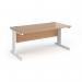 Vivo straight desk 1600mm x 800mm - white frame, beech top V16-WH-B