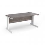 Vivo straight desk 1600mm x 800mm - white frame, Grey Oak top V16-WH-GO