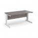 Vivo straight desk 1600mm x 800mm - white frame, Grey Oak top V16-WH-GO