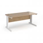 Vivo straight desk 1600mm x 800mm - white frame, Kendal Oak top V16-WH-KO
