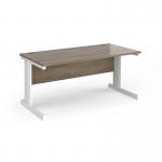 Vivo straight desk 1600mm x 800mm - white frame, Nebraska Oak top V16-WH-NO