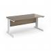 Vivo straight desk 1600mm x 800mm - white frame, Nebraska Oak top V16-WH-NO