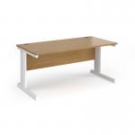 Vivo straight desk 1600mm x 800mm - white frame, oak top V16-WH-O