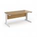 Vivo straight desk 1600mm x 800mm - white frame, oak top V16-WH-O