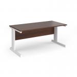 Vivo straight desk 1600mm x 800mm - white frame, walnut top V16-WH-W