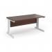 Vivo straight desk 1600mm x 800mm - white frame, walnut top V16-WH-W