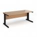 Vivo straight desk 1800mm x 800mm - black frame, beech top V18-K-B