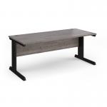 Vivo straight desk 1800mm x 800mm - black frame, Grey Oak top V18-K-GO
