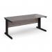 Vivo straight desk 1800mm x 800mm - black frame, Grey Oak top V18-K-GO